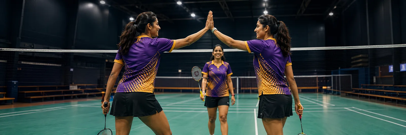 Women players competing during a Queens Court session